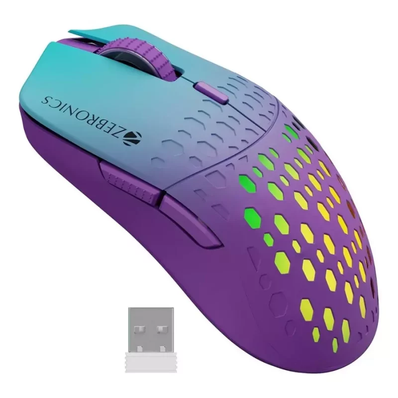 Zebronics Wireless Optical Mouse 6 Buttons 2.4 GHz USB 2.0 Purple, Zeb-Marine